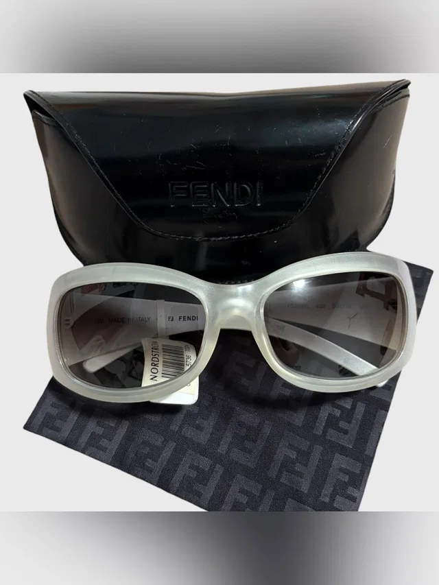 Vintage Y2k Fendi New With Case Silver Stud Logo Cold Insert Sunglasses in silver|gray from Poshmark