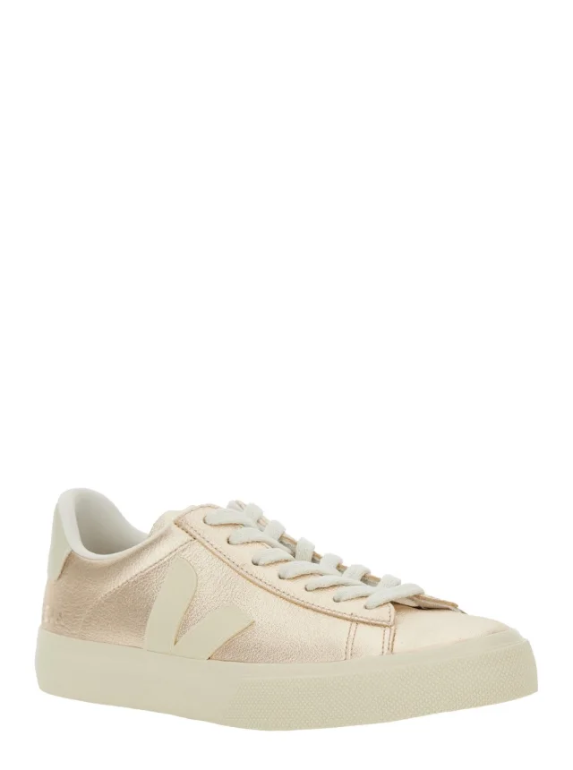 VEJA Sneaker 'Campo' with Contrast Heel with Lettering Logo and Logo Patch on the Side in Metallic Leather Unisex in 100% Organic Traced leather, photo 3 of 7 from Gaudenzi Boutique