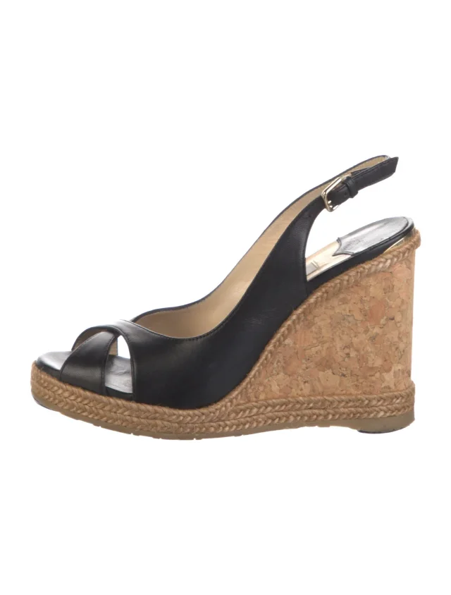 Jimmy Choo Leather Slingback Sandals in black Leather from The RealReal
