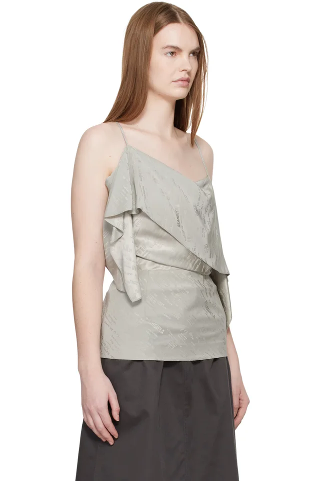MM6 Maison Margiela Gray Folded Jacquard Camisole, photo 2 of 4 from SSENSE