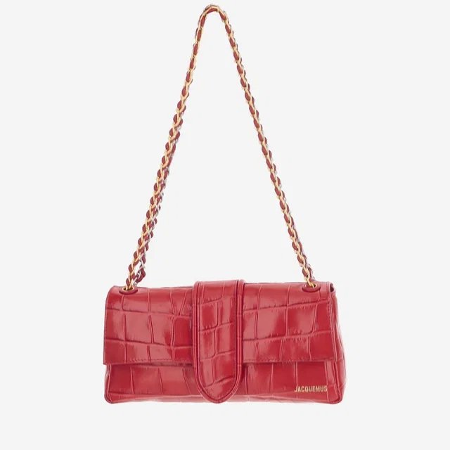 Jacquemus Crocodile-Embossed Calf Leather Shoulder Bag — Red in Red Calfskin from HEWI