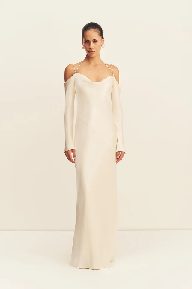 Shona Joy LA LUNE OFF SHOULDER TIE MAXI DRESS - CREAM from Shona Joy, photo 1 of 1