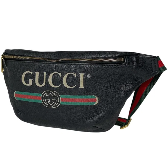 Gucci Belt Bag Logo Sherry Line Web Leather Black in Black Leather from The Reluxe