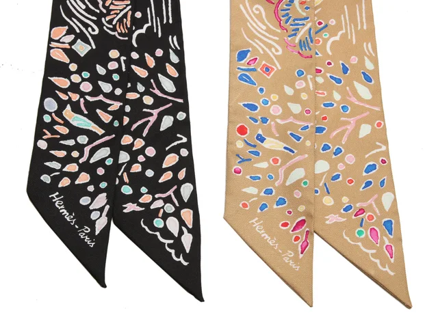 Hermès Isola di Primavera Silk Twilly Pair in Silk from Ann's Fabulous Finds, photo 2 of 4