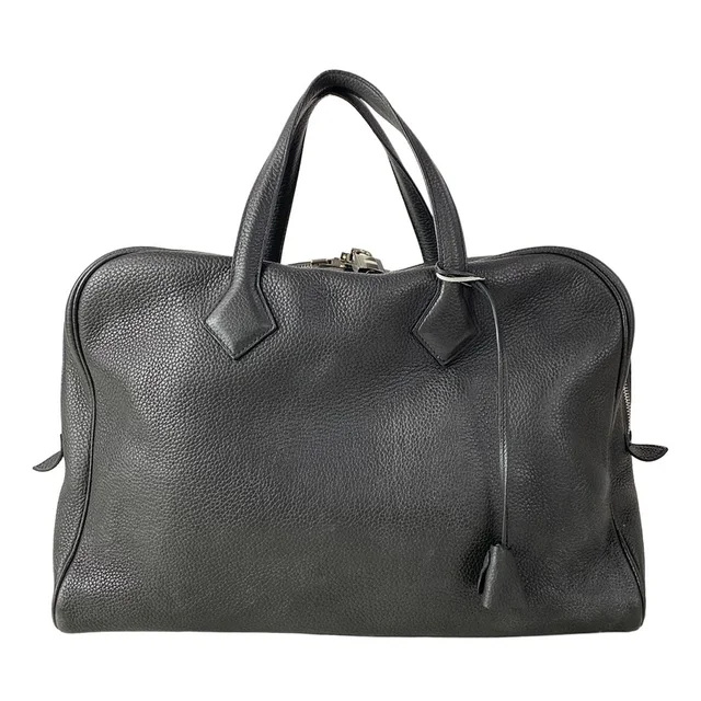 Hermès Business Bag Victoria Gray Silver in Grey Clemence leather from The Reluxe