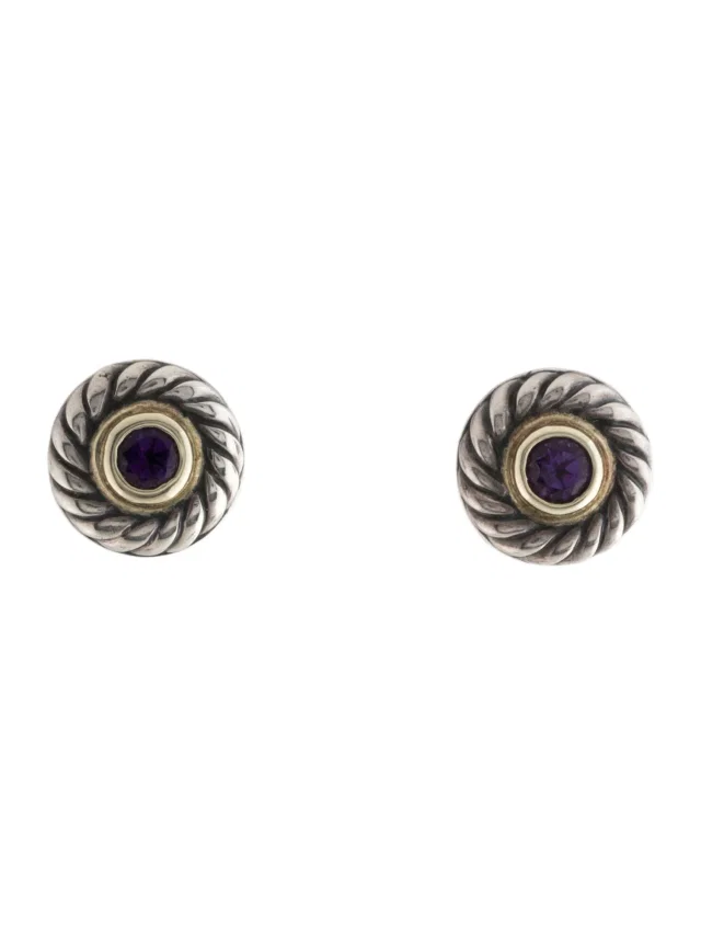 David Yurman Amethyst Cable Cookie Stud Earrings in multicolor from The RealReal