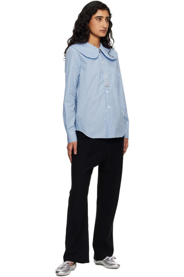 Comme des Garçons Girl Blue & White Cotton Poplin Gingham Check Shirt, photo 4 of 4 from SSENSE