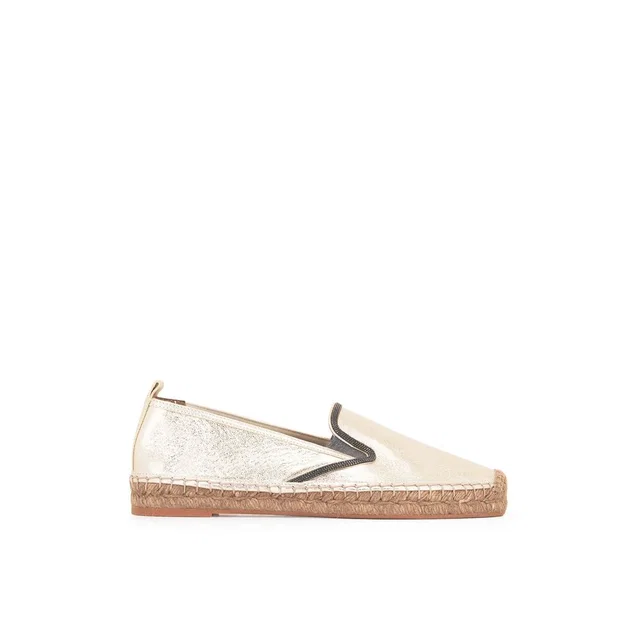 Brunello Cucinelli Gold Leather Espadrilles in Gold Leather from HEWI