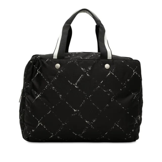 Black Chanel Old Travel Line Nylon Handbag in Black Nylon from Designer Revival