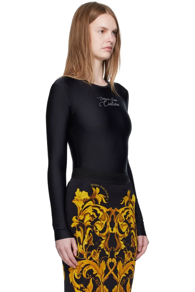 Versace Jeans Couture Black Logo Bodysuit, photo 2 of 5 from SSENSE