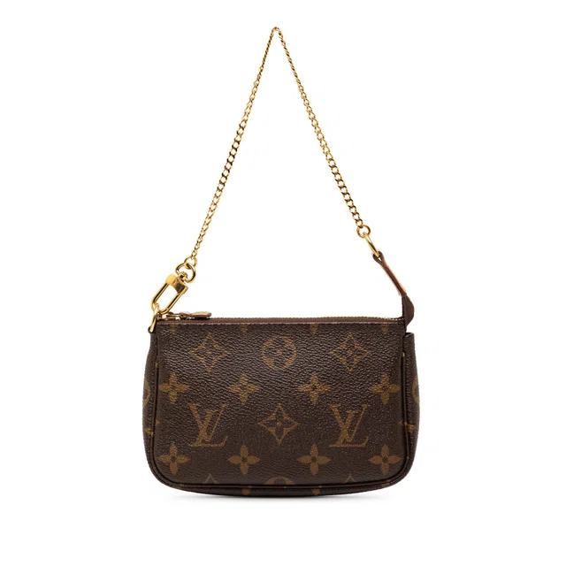 Brown Louis Vuitton Monogram Mini Pochette Accessoires Handbag in Brown Coated canvas from Designer Revival