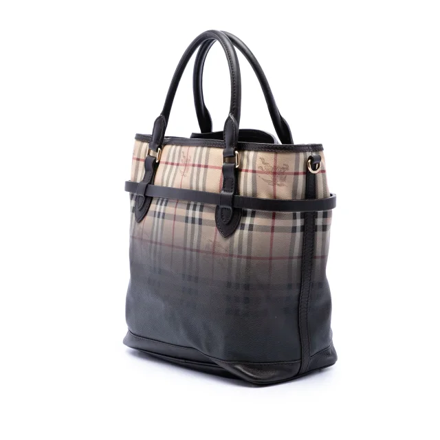 Beige Burberry Haymarket Check Ombre Coated Canvas Liberton Satchel in Beige Coated canvas from Designer Revival, photo 2 of 6