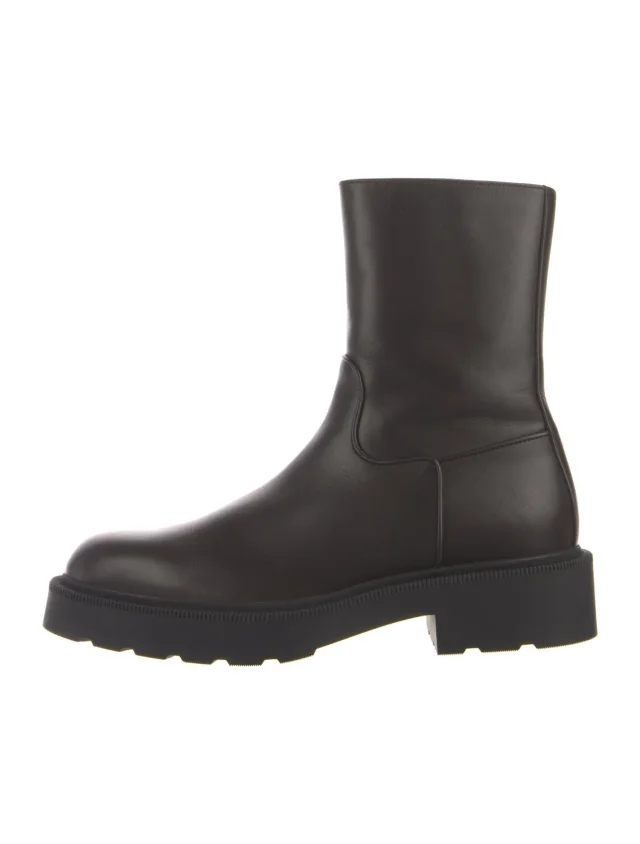 The Row Nobilis Leather Rain Boots in black Leather from The RealReal