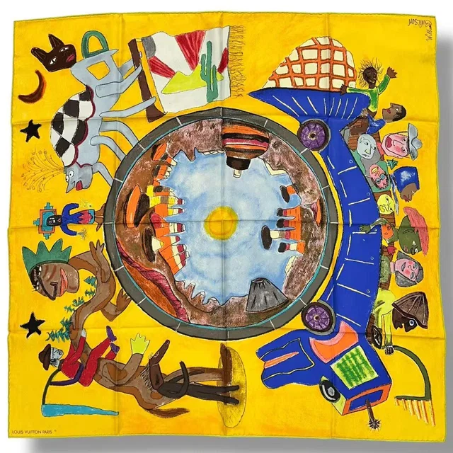 Louis Vuitton Scarf Large le Voyage en Arizona Journey to Yellow in Yellow Silk from The Reluxe