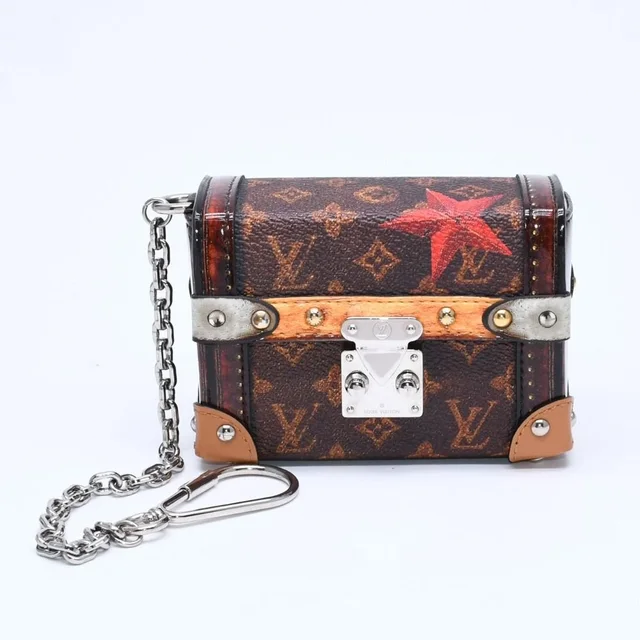 Louis Vuitton Monogram Essential Trunk Charm Canvas Brown Red Silver in Brown Canvas from The Reluxe