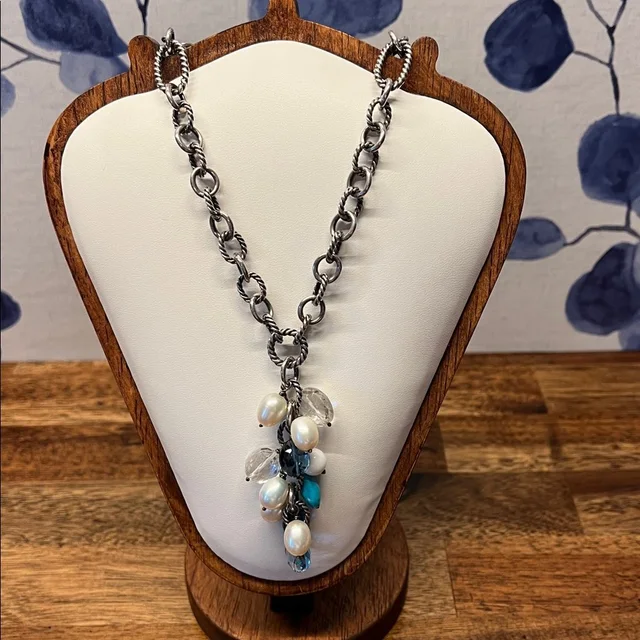 David Yurman Chain Link Cluster Necklace in blue|silver|gray from Poshmark