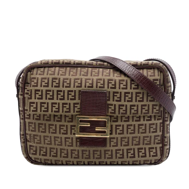 Brown Fendi Zucchino Canvas Crossbody in Brown Canvas from Designer Revival