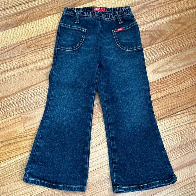 Y2k Vintage Kids Diesel Jeans Patch Pocket Pull On Flare in blue from Poshmark