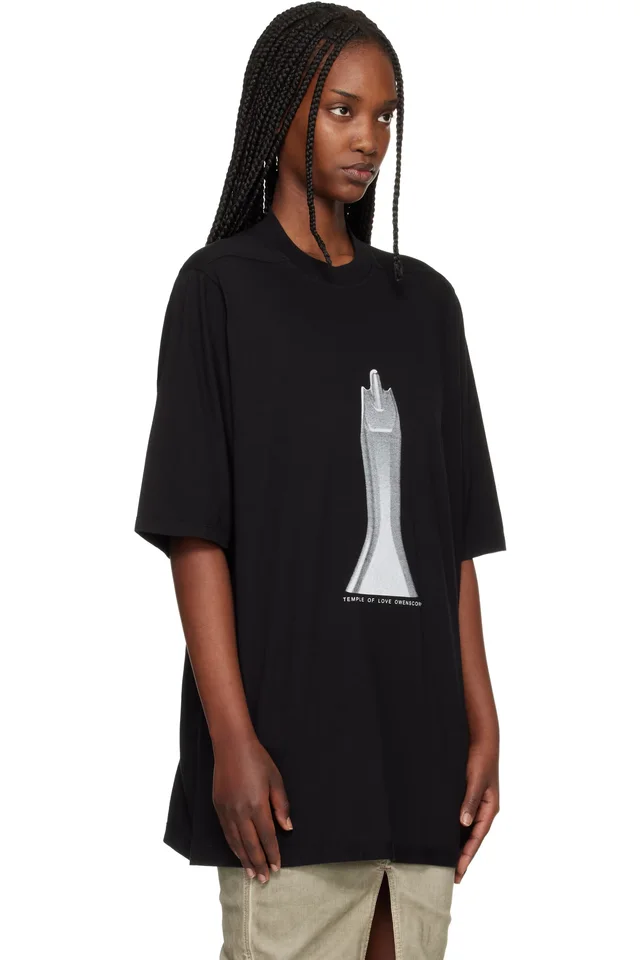 Rick Owens DRKSHDW Black Temple Jumbo S/S T-shirt, photo 2 of 4 from SSENSE
