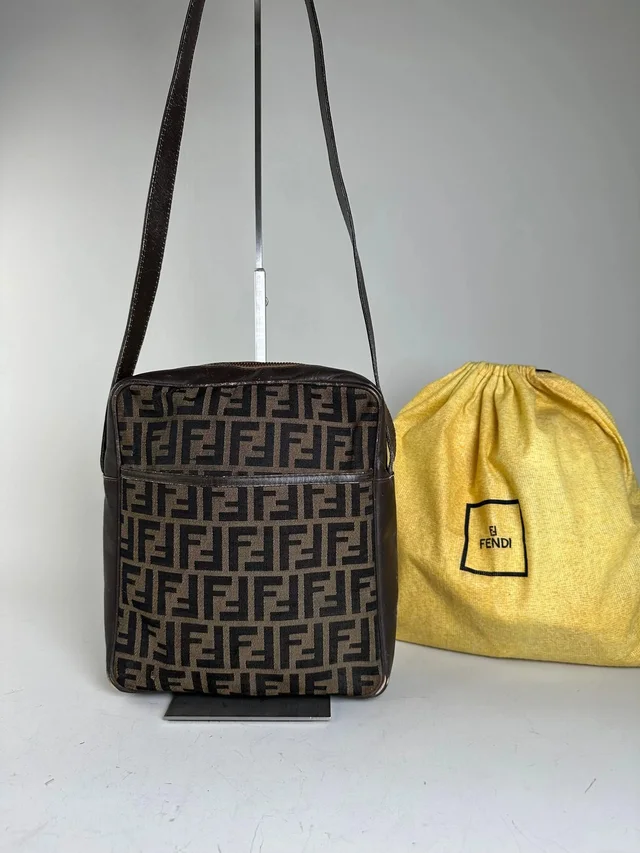 Fendi Vintage Ff Monogram Canvas Shoulder Bag Brown Beige in red|brown Coated canvas from Grailed