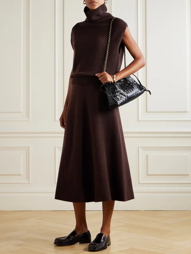 ALLUDE Wool and cashmere-blend turtleneck tank in Brown, photo 2 of 2 from NET-A-PORTER (Canada)