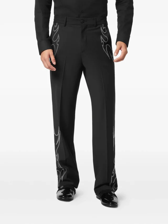 Philipp Plein flame-stud tailored trousers, photo 2 of 2 from FARFETCH