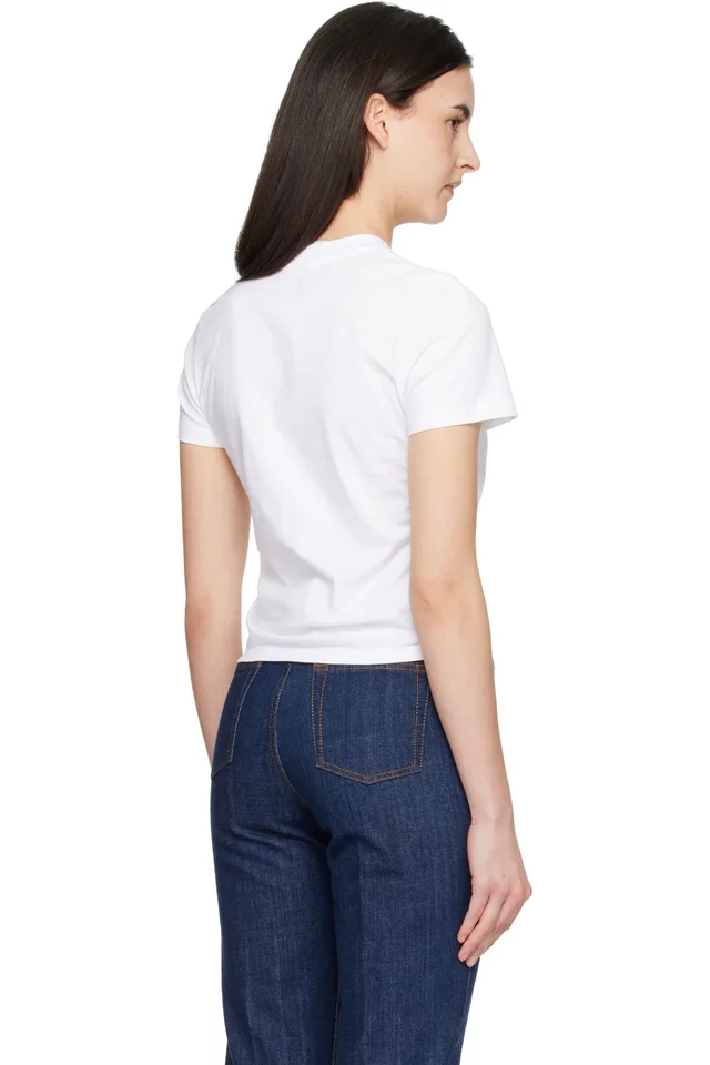 AMI Paris White Cotton Ami de Coeur Cropped T-shirt, photo 3 of 4 from SSENSE