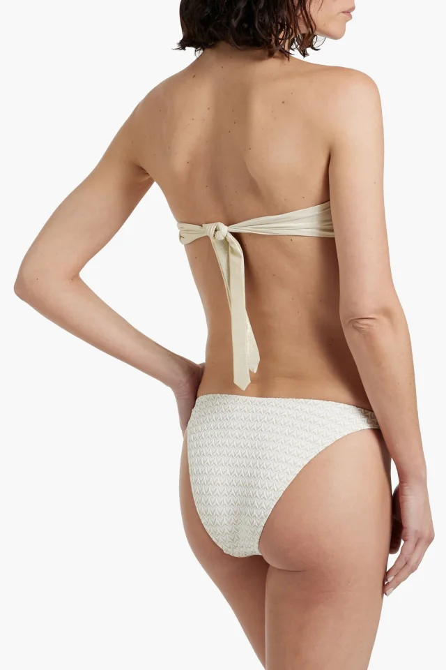 Solid & Striped The Odessa Metallic Stretch-Jacquard Bikini Briefs in Ecru, photo 3 of 4 from THE OUTNET