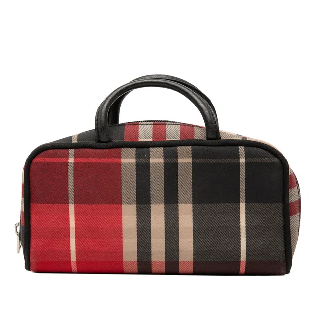 Red Burberry Mini Exploded Check Canvas Handbag in Red Canvas from Designer Revival