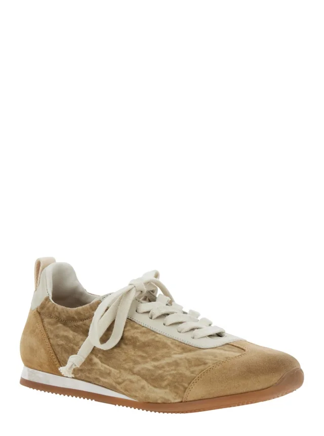 UMA WANG Beige Low Top Sneakers with lace-up closure on the front in ecosuede for women in Beige 40% Viscose 35% Labradorite 25% Linen, photo 3 of 8 from Gaudenzi Boutique