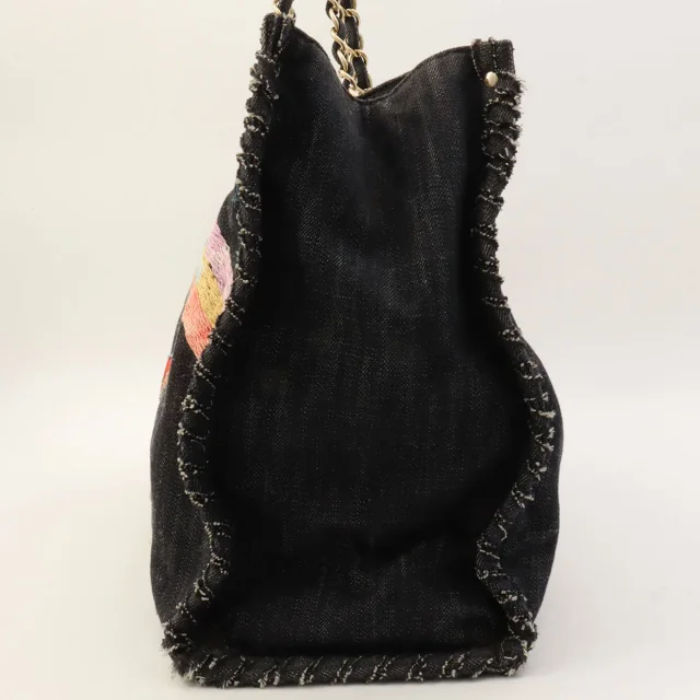Chanel Circa 2005 Denim Night Flight Chain Tote Bag Indigo from VINTAGE QOO TOKYO, photo 4 of 12