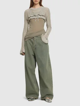 Cormio Cropped pullover with ruffled details in 70% Viscose, 15% Metallic Fiber, 15% Polyamide, photo 2 of 5 from LUISAVIAROMA