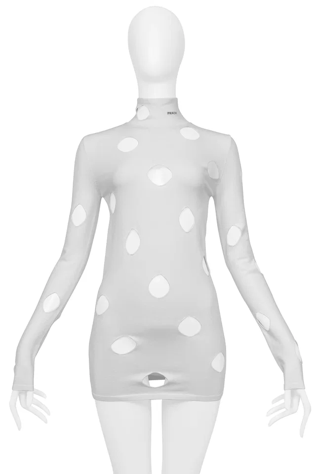 Prada White Cutout Knit Sweater With High Neck in White from Resurrection Vintage