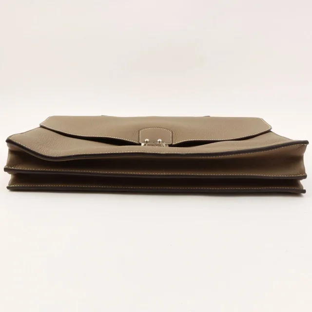 Hermès 2005 Sac à Dépêches 38 Étaupe in Togo leather from VINTAGE QOO TOKYO, photo 11 of 13