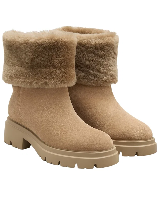 Stuart Weitzman Hudson Suede & Shearling Bootie, image 1 of 1 from Gilt