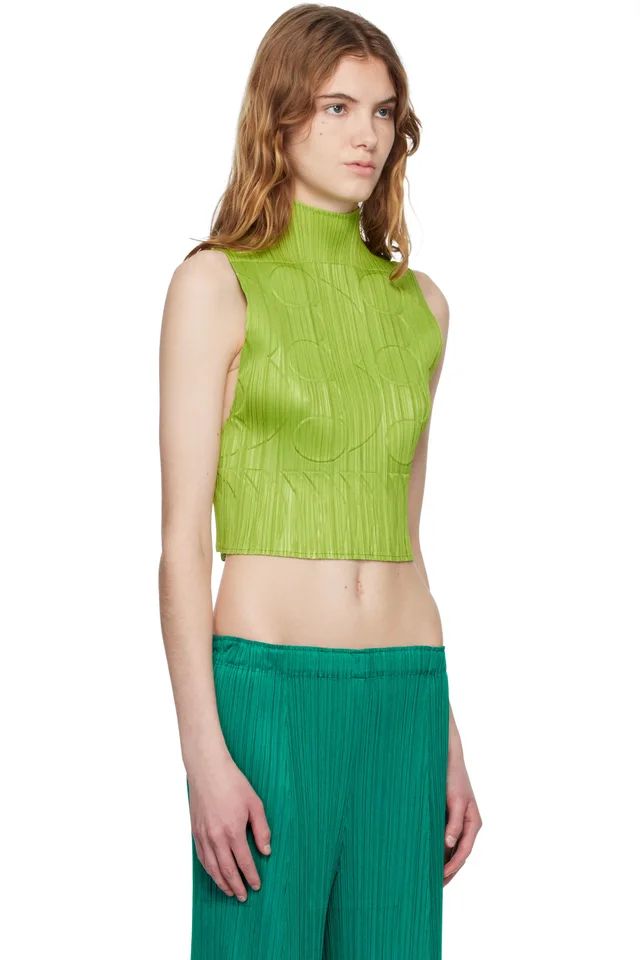 PLEATS PLEASE ISSEY MIYAKE Green Tune Top, photo 2 of 4 from SSENSE