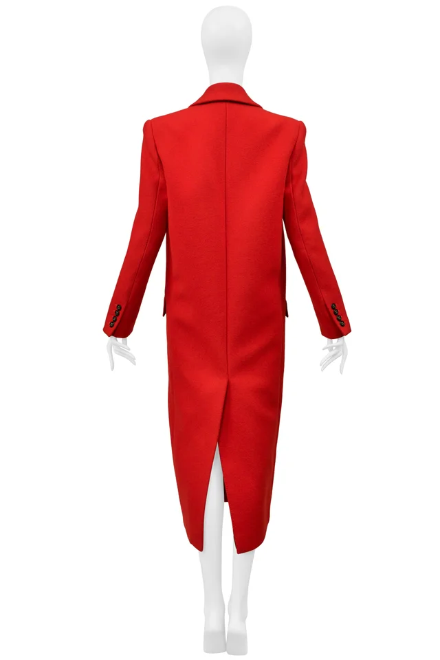 Saint Laurent Red Wool Coat 2020 in Red Wool from Resurrection Vintage, photo 2 of 2