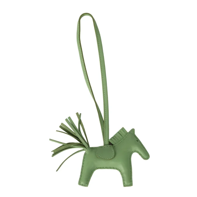 Hermès Rodeo Bag Charm PM Vert Criquet Milo Lambskin in Green Lambskin from Madison Avenue Couture, photo 2 of 3