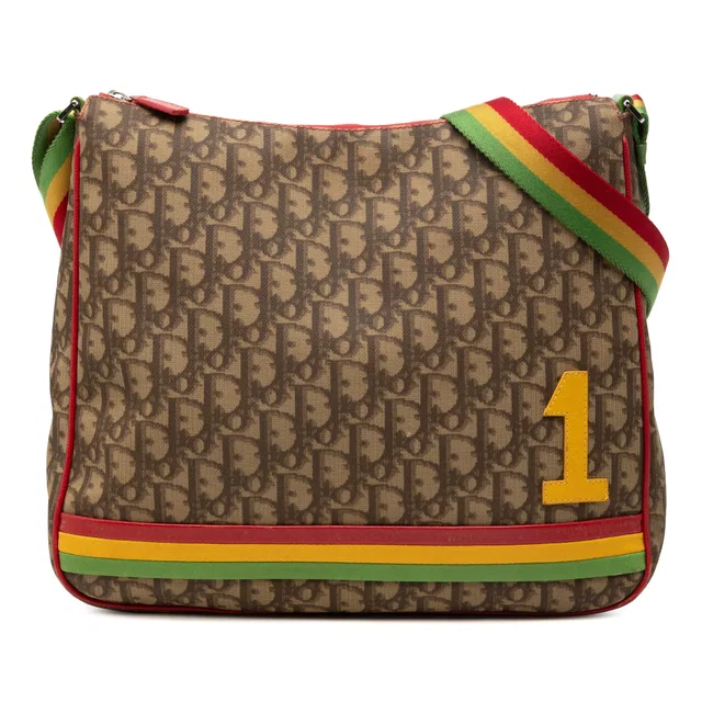 Brown Dior Diorissimo Trotter Coated Canvas Rasta Crossbody in Brown Coated canvas from Designer Revival