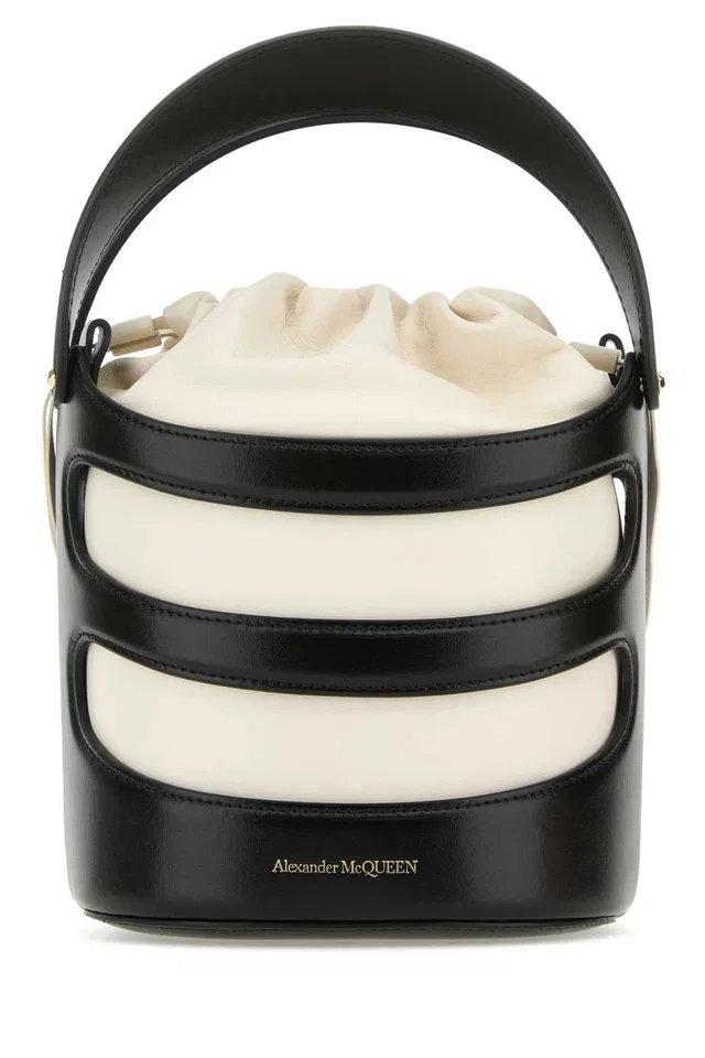 Alexander McQueen Rise Bucket Bag — Black in Black Leather from HEWI