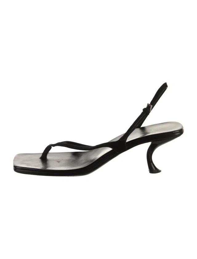 The Row Constance Leather Slingback Sandals in black Leather from The RealReal