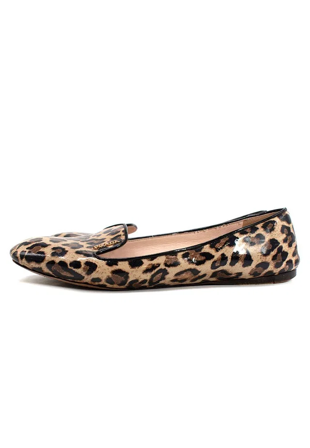 Prada Leopard Print Patent Leather Ballerinas in Patent leather from HEWI