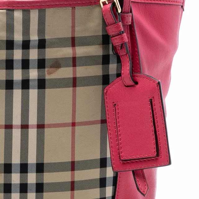 Burberry Small Haymarket Check Canvas and Leather Canterbury Tote in Beige Canvas from Designer Revival, photo 8 of 9