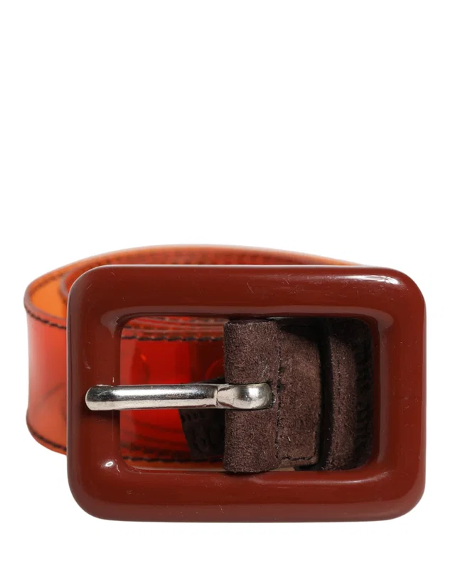 Miu Miu Orange PVC Waist Women Cintura Square Buckle Belt in Orange from HEWI