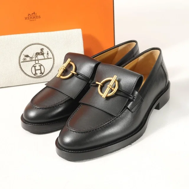 Hermès Impact Loafers Glenan Buckle Leather Shoes 37 in Leather from The Reluxe