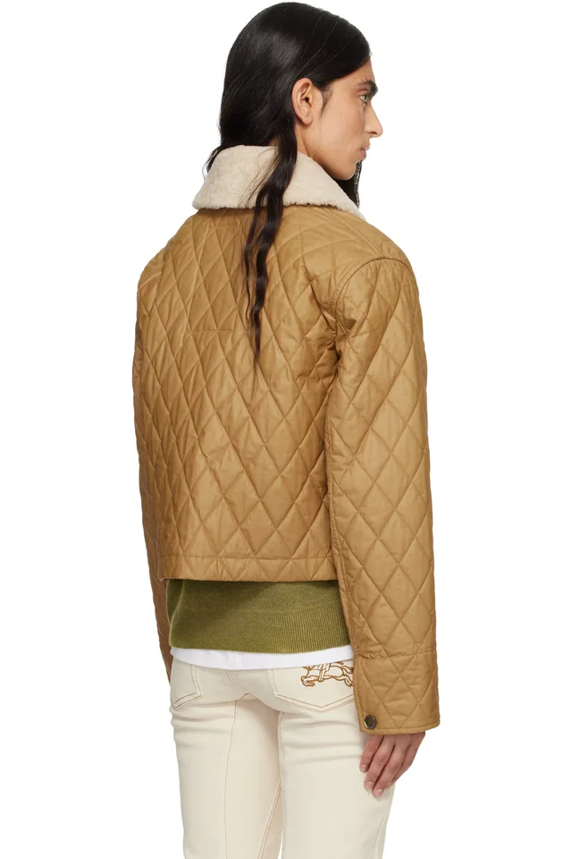 Burberry Brown Shearling Collar Quilted Cotton Howle Jacket, photo 3 of 4 from SSENSE