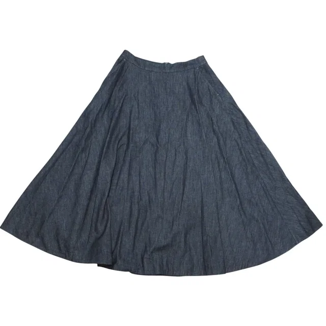 Max Mara 'S Stretch Denim Long Flare Skirt Indigo 38 in Denim from The Reluxe