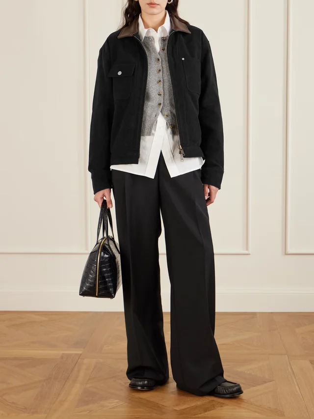 AIMÉ LEON DORE Ranch leather-trimmed cotton-canvas jacket in Black, photo 2 of 2 from NET-A-PORTER (Canada)