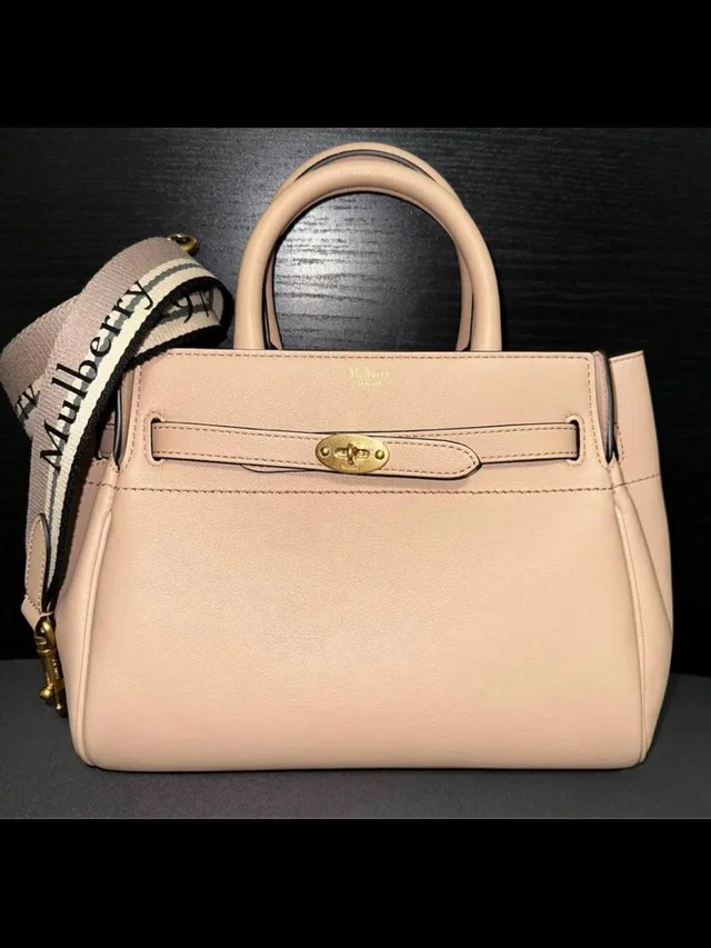 Mulberry Blush Pink Top-Handle Satchel With Branded Strap in pink Canvas from Poshmark
