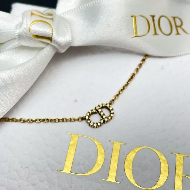 Dior Clair D Lune CD Logo Necklace Rhinestone from The Reluxe